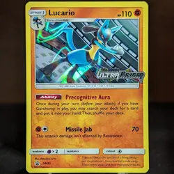 Lucario SM95 Ultra Prism Prerelease Black Star Promo Pokemon TCG Card 95 stamped - Image 1