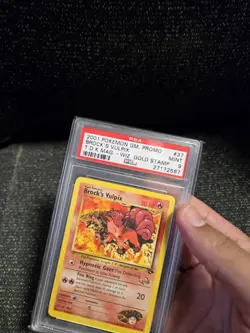 PSA 9 Mint 2001 Pokemon Game Promo Brock's Vulpix W Gold Stamp Card Top Deck Mag - Image 5