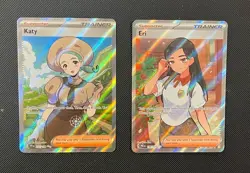 Katy & Eri - Pokemon TCG - 2 Card Lot (Full Art Ultra Rare Trainer Holo) - Image 1