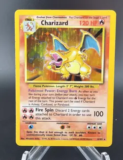 Pokemon TCG Charizard Holo Rare Card Base Set 4/102, 1999 MP - Image 1