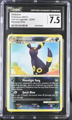 2011 Pokemon Umbreon Call of Legends 22/95 Reverse Holo CGC NEAR MINT+ 7.5 - Image 1