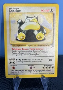 2000 Pokemon Snorlax Rare 30/130 Base Set 2 WOTC Vintage TCG - Image 1