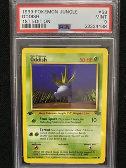 1999 Pokemon Jungle 1st Edition Oddish 58/64 PSA 9 Mint - Image 1