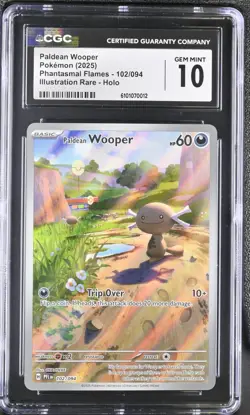 2025 Pokemon Paldean Wooper Phantasmal Flames 102/094 IR CGC GEM MINT 10 - Image 1