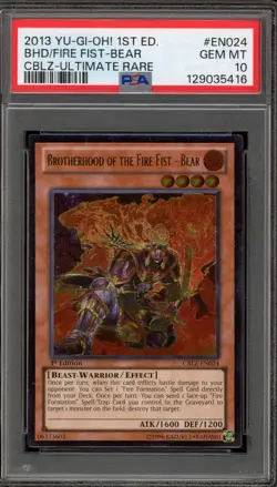 Yu-Gi-Oh! Brotherhood of the Fire Fist Bear 1st Ed Ultimate CBLZ-EN024 PSA 10 - Image 1