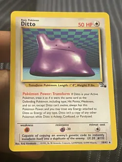 Pokemon TCG Ditto Non-Holo English Fossil (1999) Vintage Card - WOTC - LP - Image 1