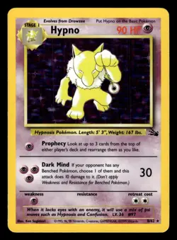 Hypno 8/62 Holo Rare Fossil Set Pokemon Card - Image 1