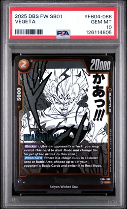 2025 DRAGON BALL SUPER CARD GAME FUSION WORLD MANGA BOOSTER 01 VEGETA PSA 10 - Image 1