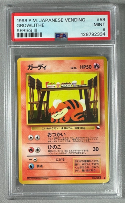 1998 Pokemon Japanese Vending Series III 3 #58 Growlithe PSA 9 Graded Card - Image 1