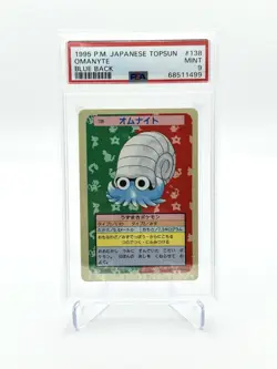 Pokemon Card 1995 Japanese Topsun Blue Back #138 Omanyte, PSA 9 Mint - Image 1