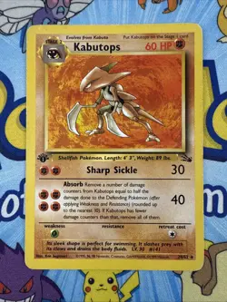 Kabutops 24/62 1st Edition Fossil Regular Vintage Pokemon Card Rare MP - Image 1