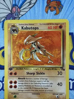 Kabutops 24/62 1st Edition Fossil Regular Vintage Pokemon Card Rare MP - Image 2