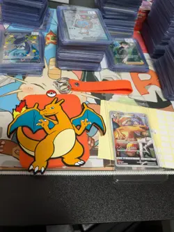 Pokemon S-Chinese Card CSMC Charizard With Keychain Card Guard Display - Image 1