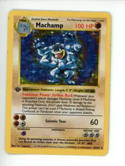 Pokemon TCG Machamp Holo Card Base Set 1st Edition 8/102 - Image 1