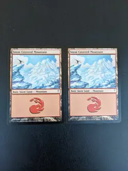 2 x Snow-Covered Mountain - Visions - MTG Magic the Gathering - Land NM - Image 1