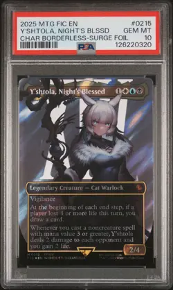 2025 MTG FINAL FANTASY COMMANDER #0215 Y'SHTOLA, NIGHT'S BLESSED PSA 10 - Image 1
