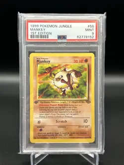 Mankey 1999 Pokemon Jungle 1st Edition 55/64 PSA MINT 9 - Image 1
