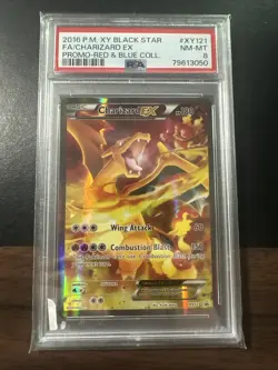 2016 Pokemon XY Red BLue Charizard EX Full Art Black Star Promo BSP #XY121 PSA 8 - Image 1