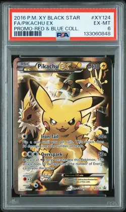 2016 POKEMON XY BLACK STAR PROMO RED & BLUE COLL FULL ART/PIKACHU EX PSA 6 - Image 1