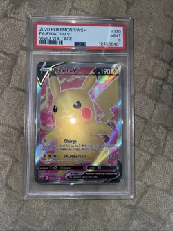 Pokemon 2020 Sword & Shield Vivid Voltage #170 Full Art Pikachu V PSA 9 - Image 1