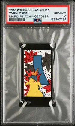 2016 POKEMON HANAFUDA MARIO PIKACHU OCTOBER TYPHLOSION PSA 10 - Image 1