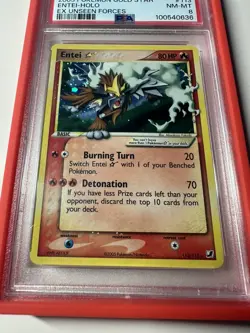 2005 POKEMON EX UNSEEN FORCES GOLD STAR #113 ENTEI-HOLO PSA 8 - Image 2