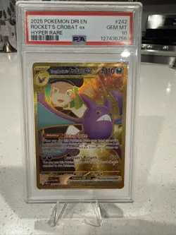 2025 Pokemon Destined Rivals Team Rockets Crobat EX #242 Hyper Rare PSA 10 - Image 1
