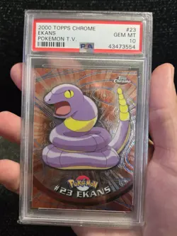 PSA 10 2000 Pokemon Game Topps Chrome Ekans TV Rare Base Series 1 GEM MINT 23 - Image 3
