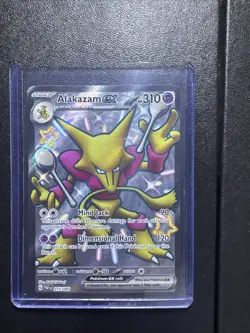 Pokemon Alakazam EX TCG Holo Shiny Ultra Rare Card Paldean Fates 215/091 - Image 1