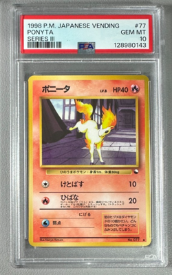 1998 Pokemon Japanese Vending Series III 3 #77 Ponyta PSA 10 Graded Card - Image 1