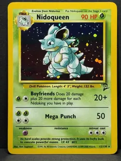 Pokemon TCG Nidoqueen Base Set 2 Holo Unlimited Rare Card 12/130 NM swirl - Image 1