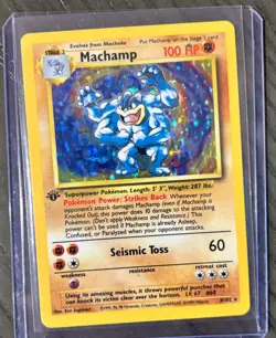 Machamp 8/102 Base Set 4th Print 1999-2000 Holo Rare Pokemon Card WOTC MP-LP - Image 2