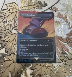 MTG Secret Lair x Sonic Power Sneakers Foil Lightning Greaves Card AUC - Image 1