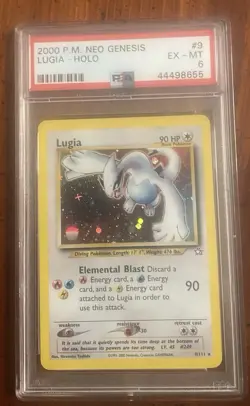 Pokemon Neo Genesis Lugia 9/111 Holo Rare Card PSA 6 EX-MT - Image 1