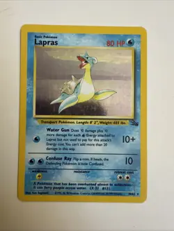 Pokemon Card- Lapras 10/62 Fossil Holo- MP - Image 1