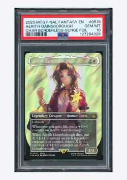 MTG PSA 10 Aerith Gainsborough Char Borderless Surge Foil 2025 #0519 FIN English - Image 1