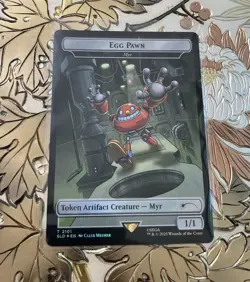 MTG Sonic Secret Lair Egg Pawn (Myr) Token 2101 Turbo Gear Foil Card AUC - Image 1