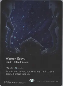 MTG (FOIL) Watery Grave (Borderless) (Galaxy Foil) R Edge of Eternities 381 NM - Image 1