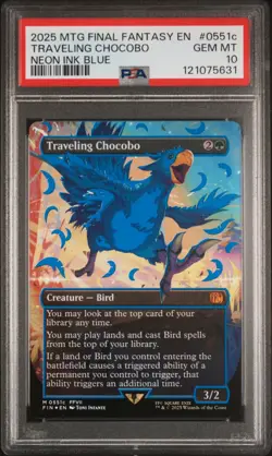 2025 MTG FINAL FANTASY COLORFUL CHOCOBOS-NEON INK BLUE TRAVELING CHOCOBO PSA 10 - Image 1