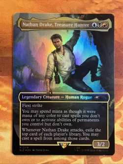 MTG Foil Borderless Nathan Drake, Treasure Hunter SLD: PlayStation: X Uncharted! - Image 1