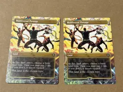 2 x mtg borderless Multiversal Passage, rare lands, from Spiderman set, unplayed - Image 1