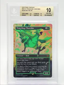 TRAVELING CHOCOBO 2025 MAGIC GREEN NEON INK FOIL MYTHIC RARE C BGS 10 Q6065 - Image 1