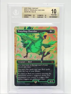 TRAVELING CHOCOBO 2025 MAGIC GREEN NEON INK FOIL MYTHIC RARE B BGS 10 Q6065 - Image 1