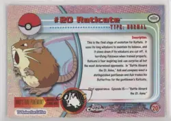 Raticate Topps Chrome Pokemon TV Animation Edition #20 2000 - Image 2