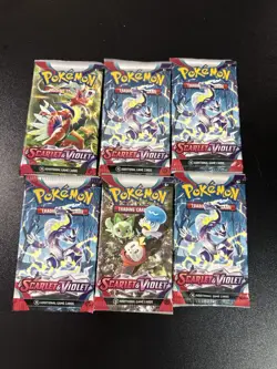 Pokemon TCG Scarlet & Violet Booster Packs Lot of 6 - Factory Sealed UNWEIGHED - Image 1
