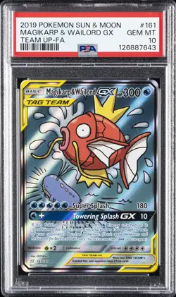 2019 POKEMON SUN & MOON TEAM UP #161 FULL ART/MAGIKARP & WAILORD GX PSA 10 - Image 1