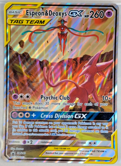 Pokemon - Tag Team - Espeon & Deoxys GX - SM240 Black Star Promo - Oversized - Image 1