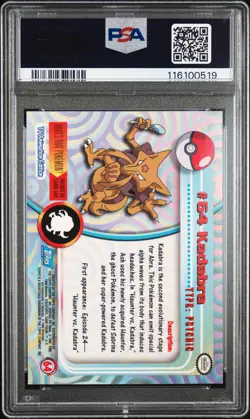1999 TOPPS POKEMON TV RAINBOW FOIL #64 KADABRA PSA 8 - Image 2