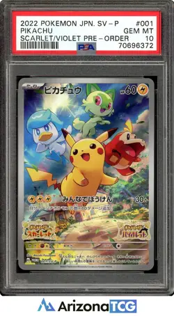 Pokemon 2022 Pikachu 001/SV-P Promo Scarlet/Violet Pre-Order Japanese PSA 10 - Image 1