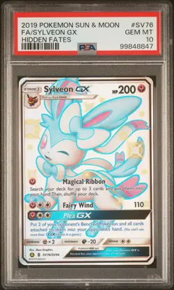 2019 POKEMON SUN & MOON HIDDEN FATES #SV76 FULL ART/SYLVEON GX PSA 10 - Image 1